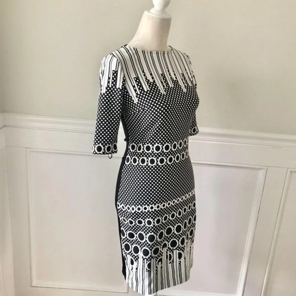 Julia Jordan Black & White Stretch Sheath Dress 4 - Picture 2 of 6